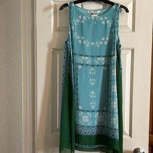 BNWT Max Studio blue and green dress with sheath slip underneath